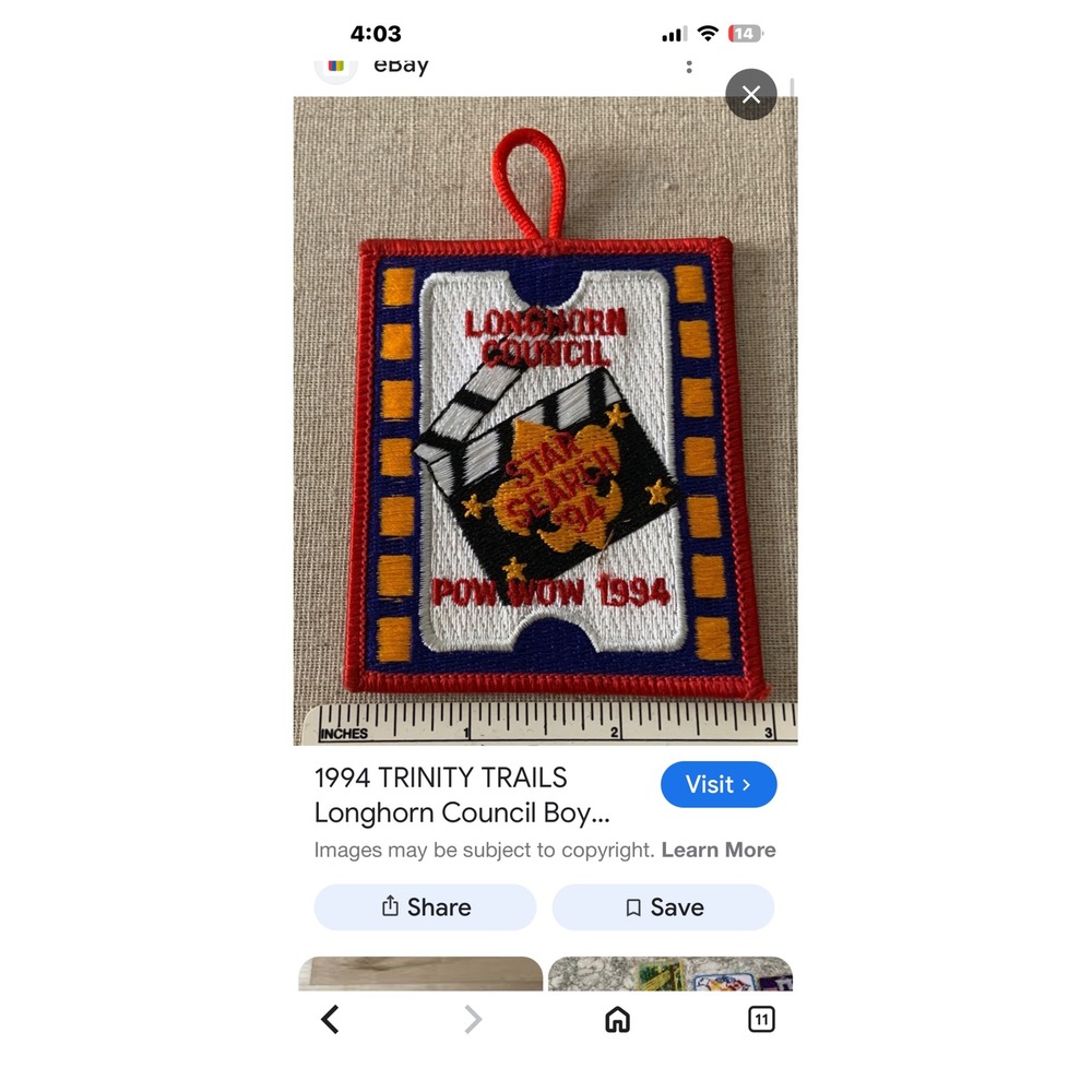 1994 Longhorn Council Trinity Trails‎ Pow Wow Patch BSA Star Search Texas Scout